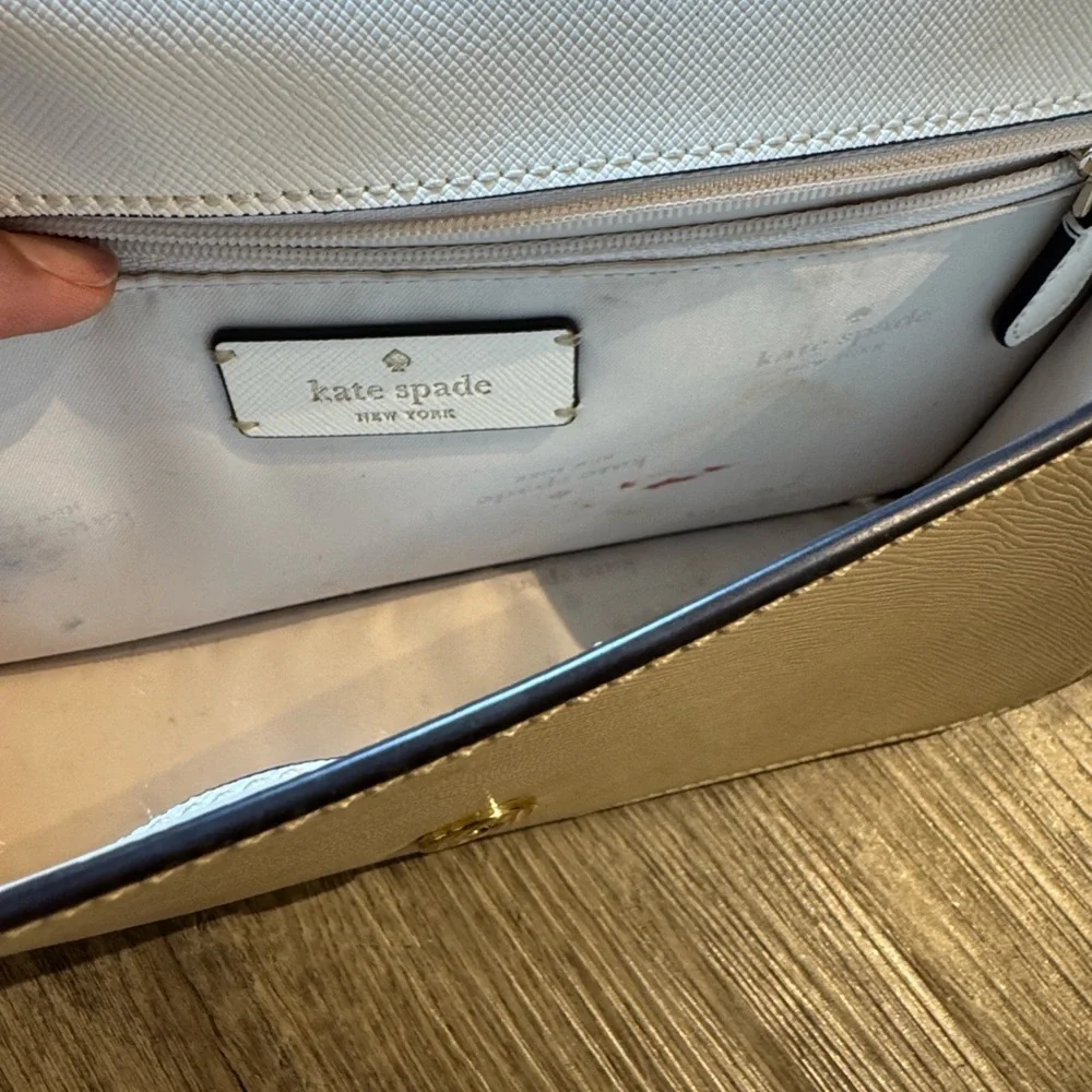 Kate Spade Ivory Madison Convertible Crossbody with Gold Chain and Leather Strap